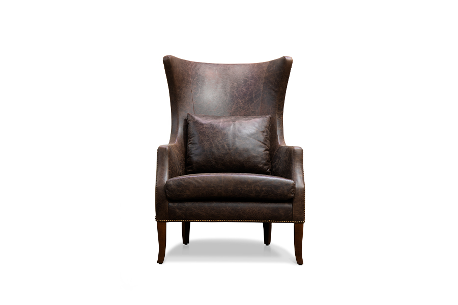 Dukono High Back Winged Armchair with Black Lacquer Legs Modern Design