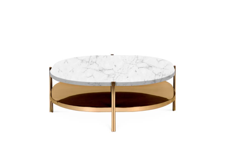 Craig Coffee Table With Polished Brass and Marble