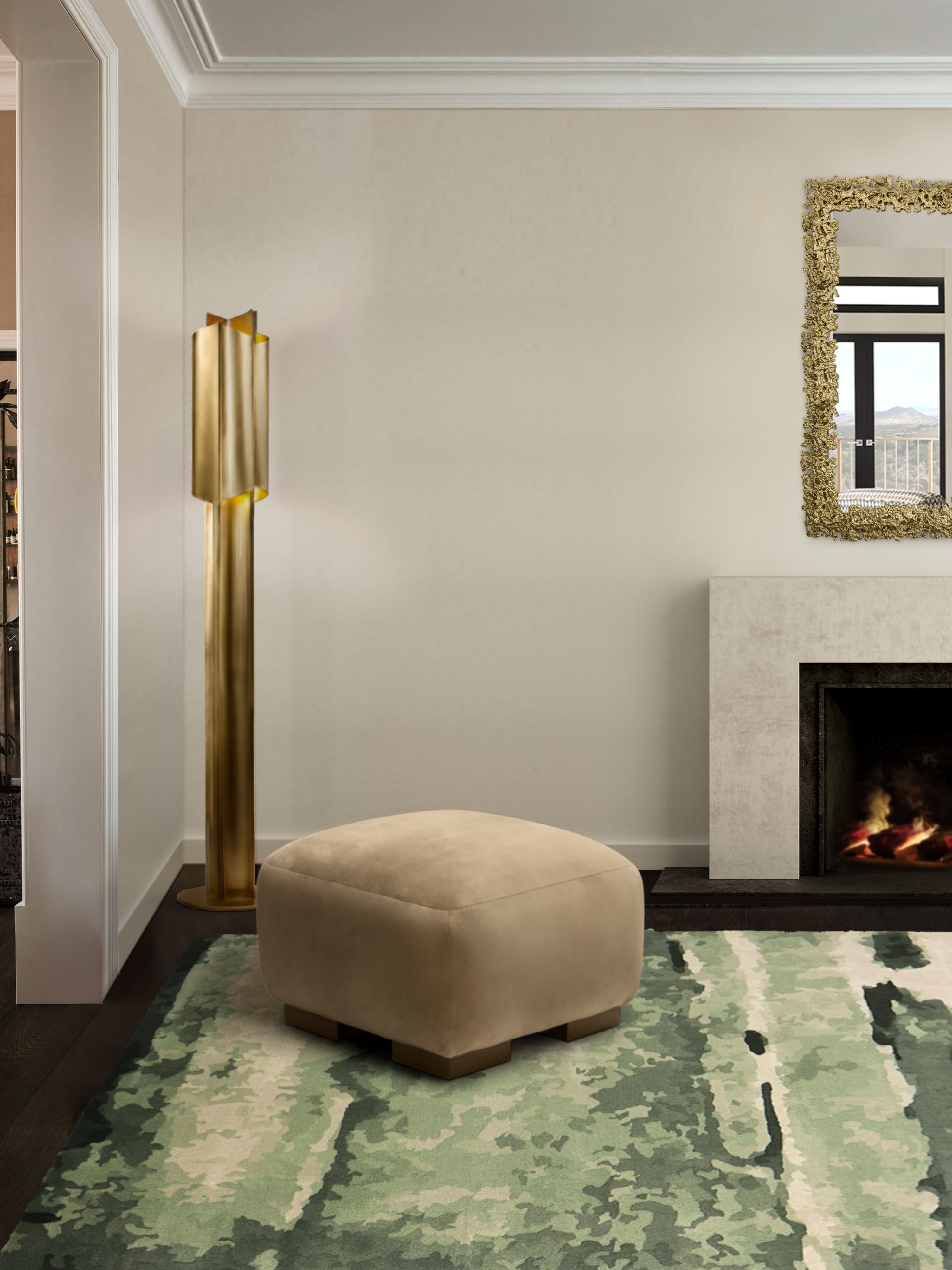 Living Room Design Upholstered In Orange Cotton Velvet - Home'Society