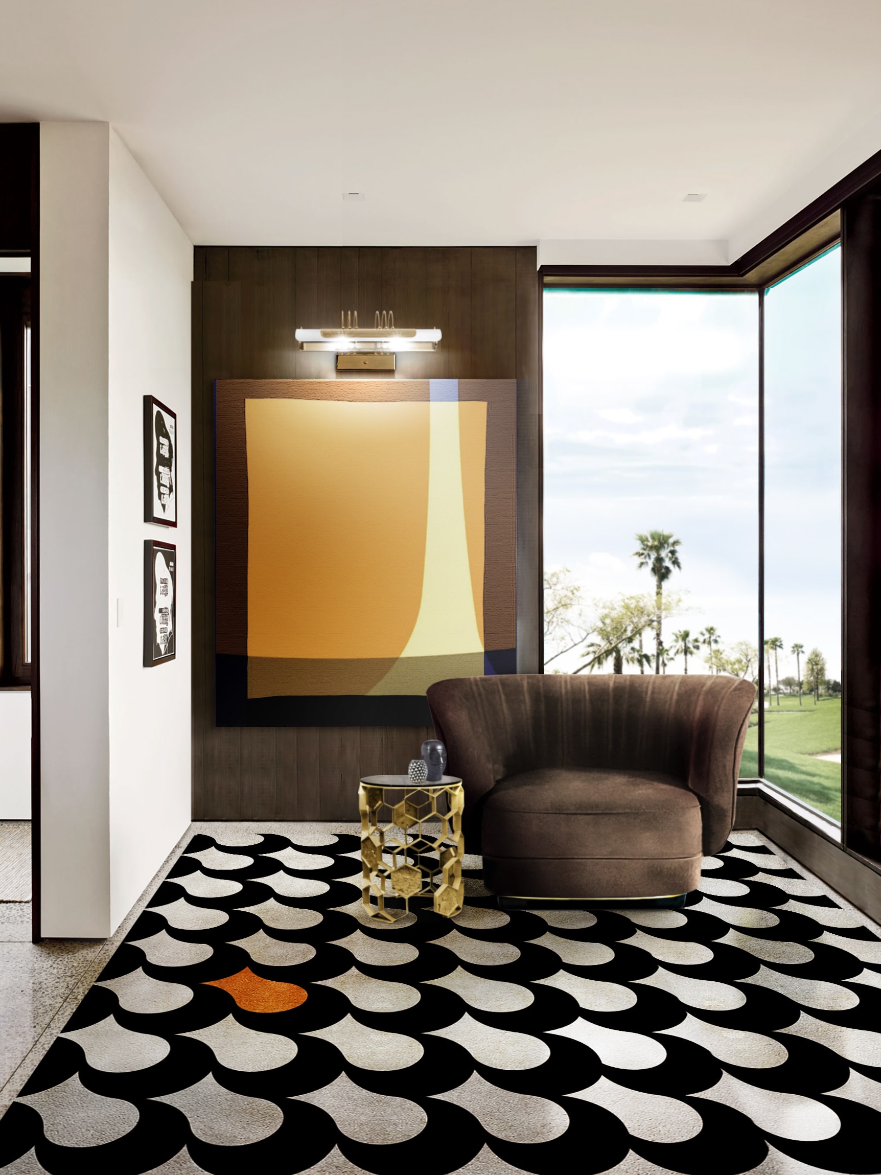 Modern Living Room Layout With Bold Game of Patterns and Contrast - Home'Society