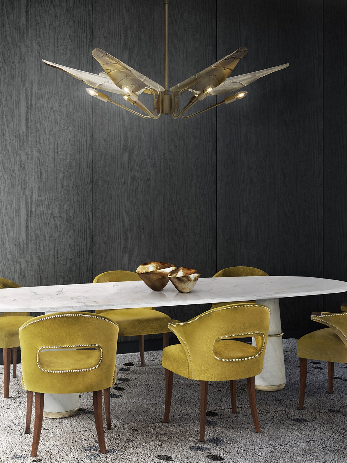 Contemporary Dining Room With Yellow Chairs Home's Society