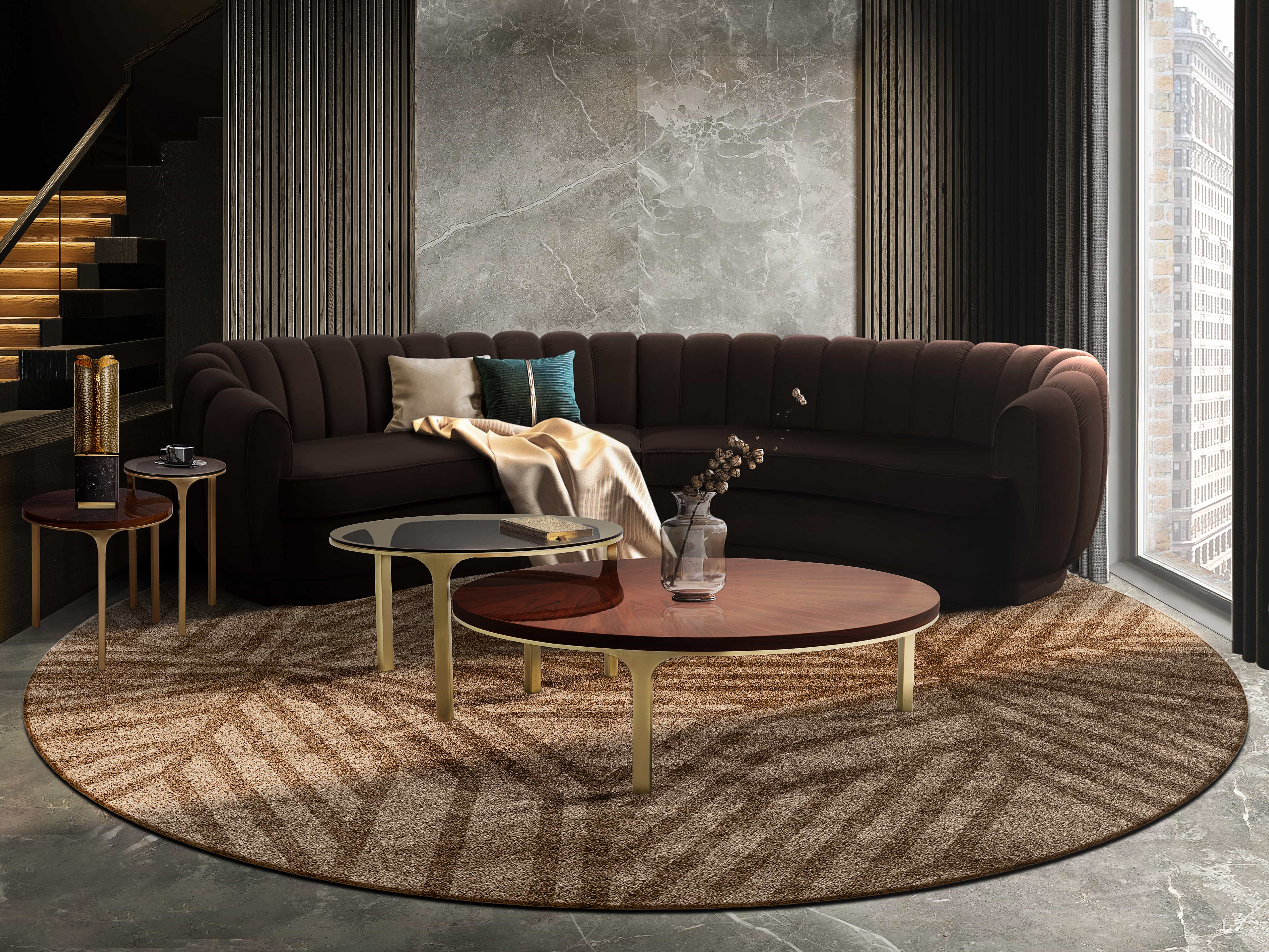 Visual Reference: Cozy Avant Garde Living Room With Geometric Rug