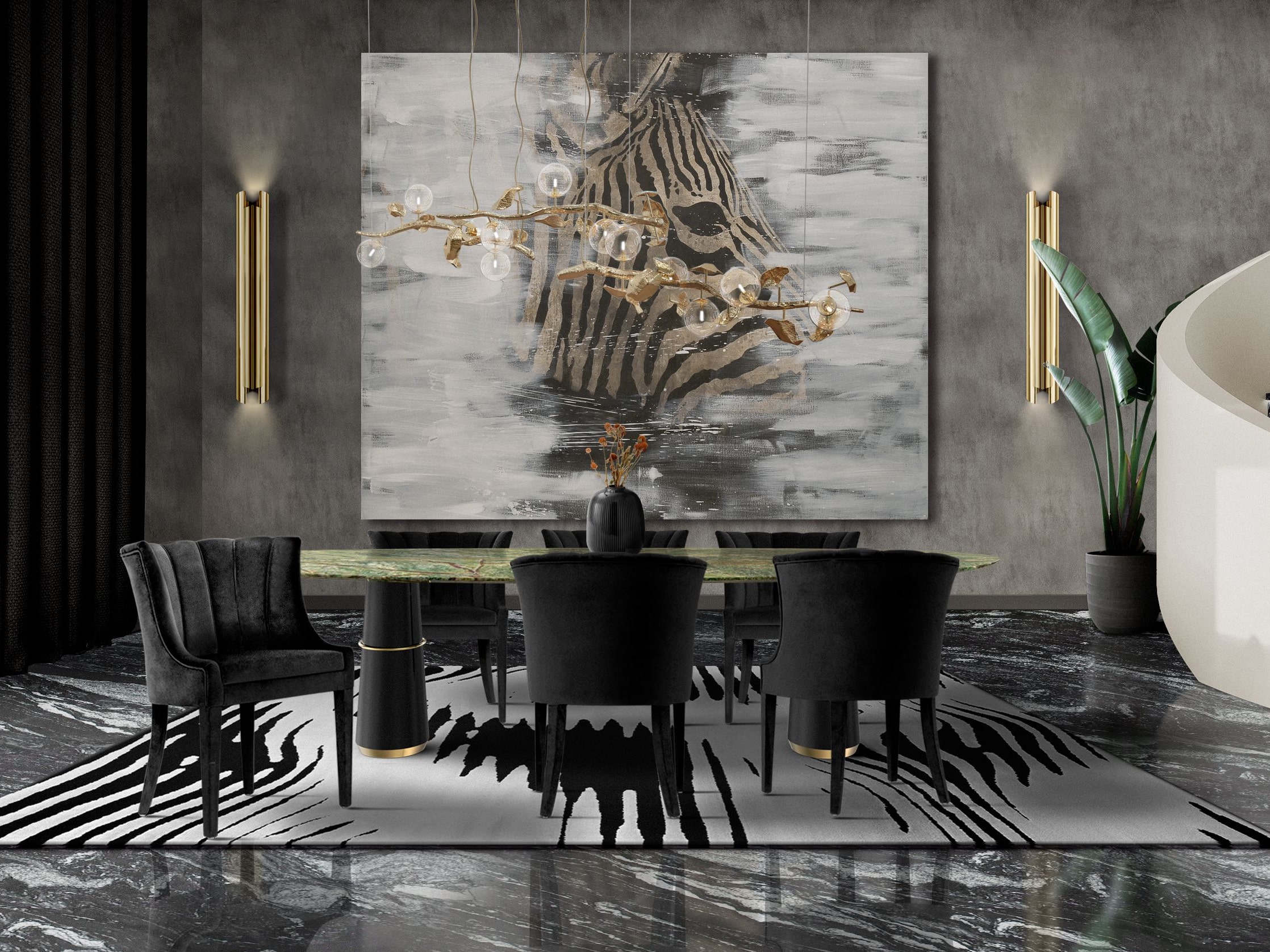 Modern Dining Room With Round Table In Marble - Home's Society