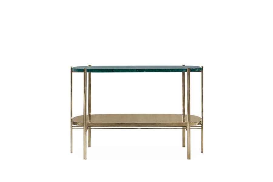Craig Console - In Polished Brass With Guatemala Marble Top