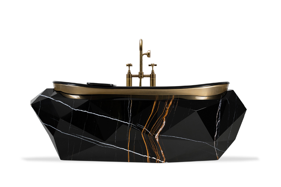 Diamond Faux Marble Bathtub In Fiberglass With A Modern Design