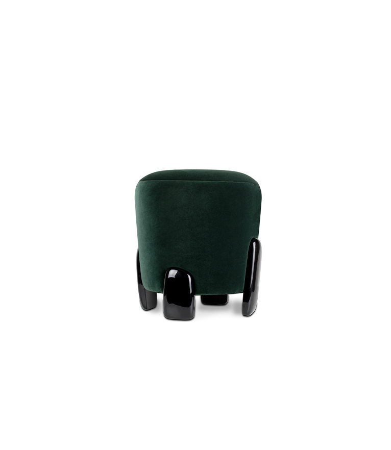 Noaki Stool - with Glossy Black Lacquer Base Modern Contemporary - Home'Society