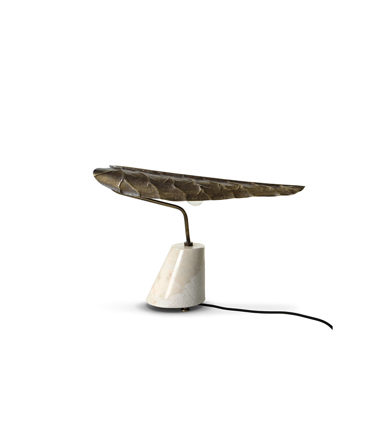 Calla Table Lamp - with Marble Base and With Aged Brass Diffuser - Home'Society
