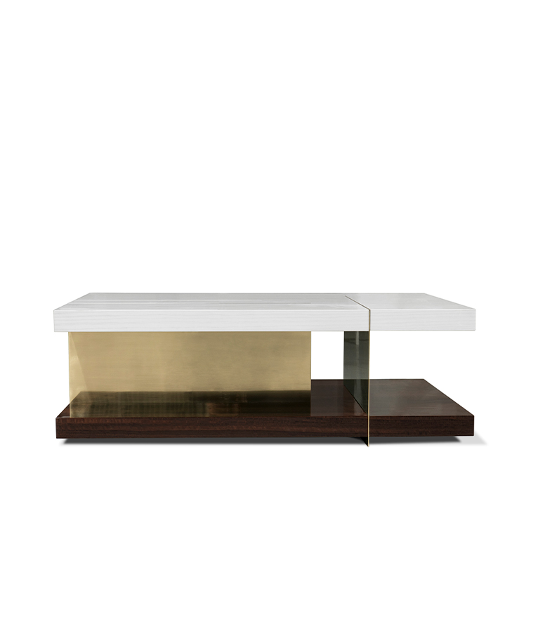 Lallan Coffee Table - with Black Lacquer and Brass Details - Home'Society