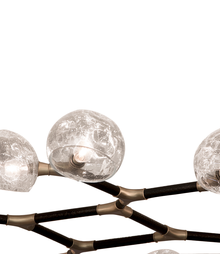 Horus II Chandelier - Crackle Glass with Brass Structure Modern Contemporary - Home'Society