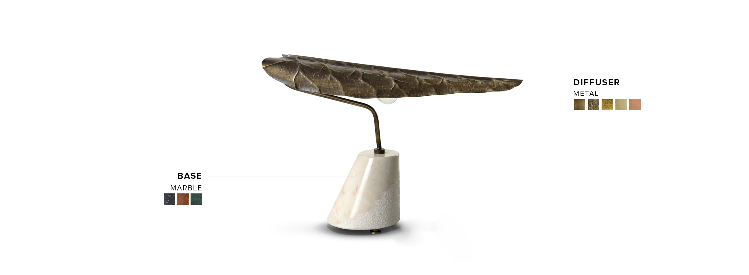 Calla Table Lamp - with Marble Base and With Aged Brass Diffuser - Home'Society