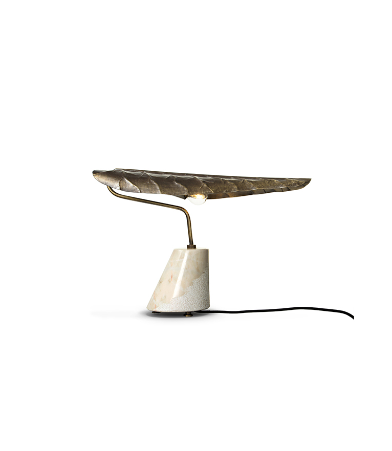 Calla Table Lamp - with Marble Base and With Aged Brass Diffuser - Home'Society