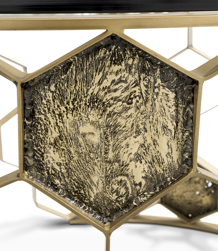 Manuka Coffee Table - In Mate Brass With Bronze Glass Top - Home'Society