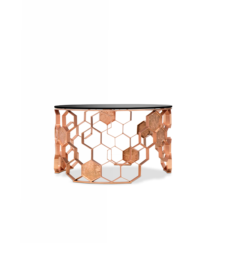 Manuka Coffee Table - In Mate Brass With Bronze Glass Top - Home'Society