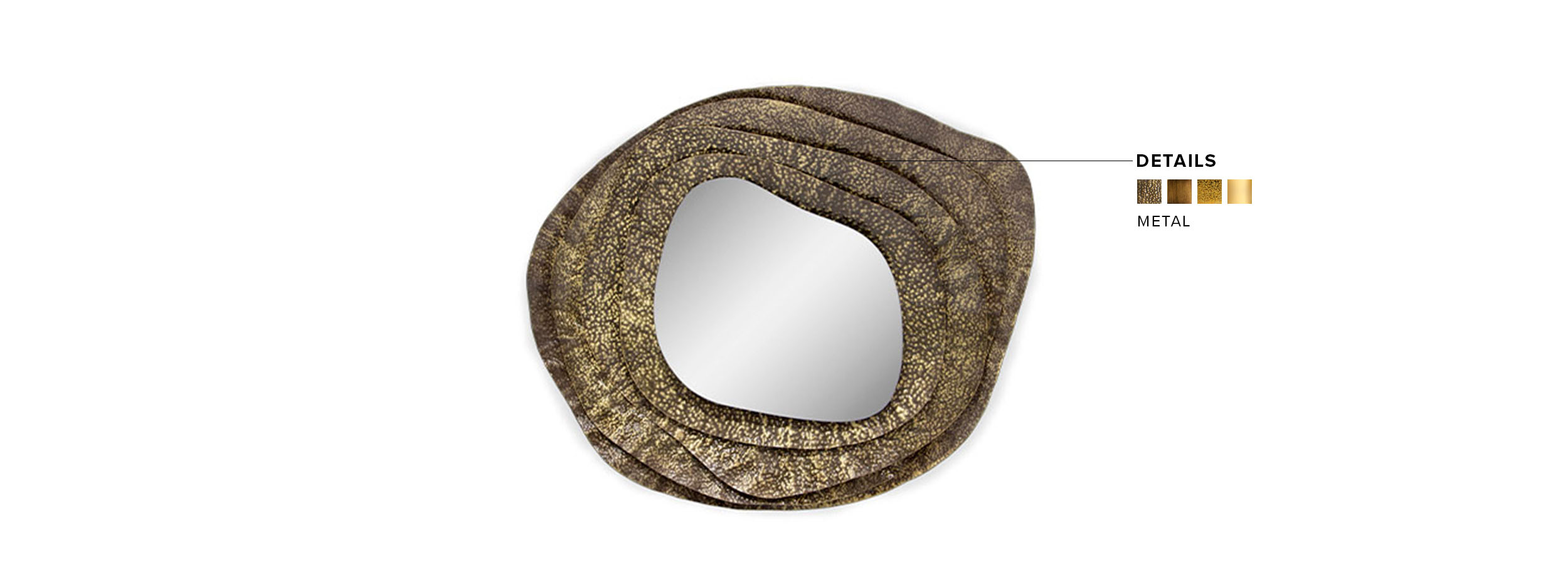The Kumi II Wall Mirror in Golden Hammered Aged Brass - Home'Society