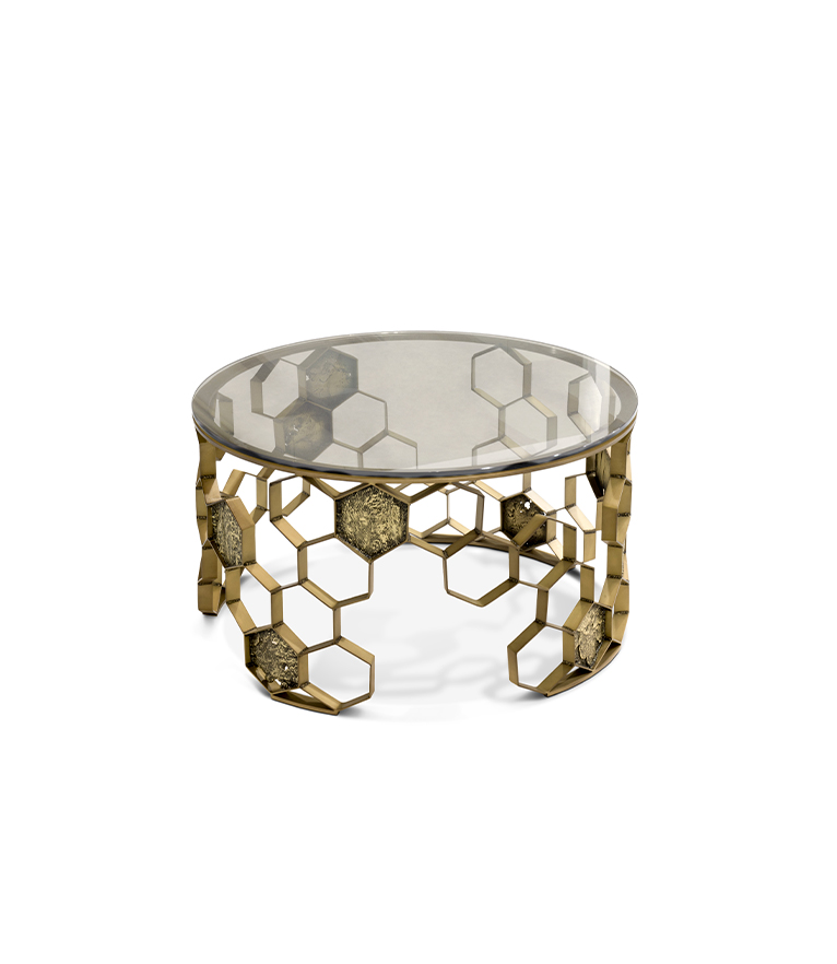 Manuka Coffee Table - In Mate Brass With Bronze Glass Top - Home'Society