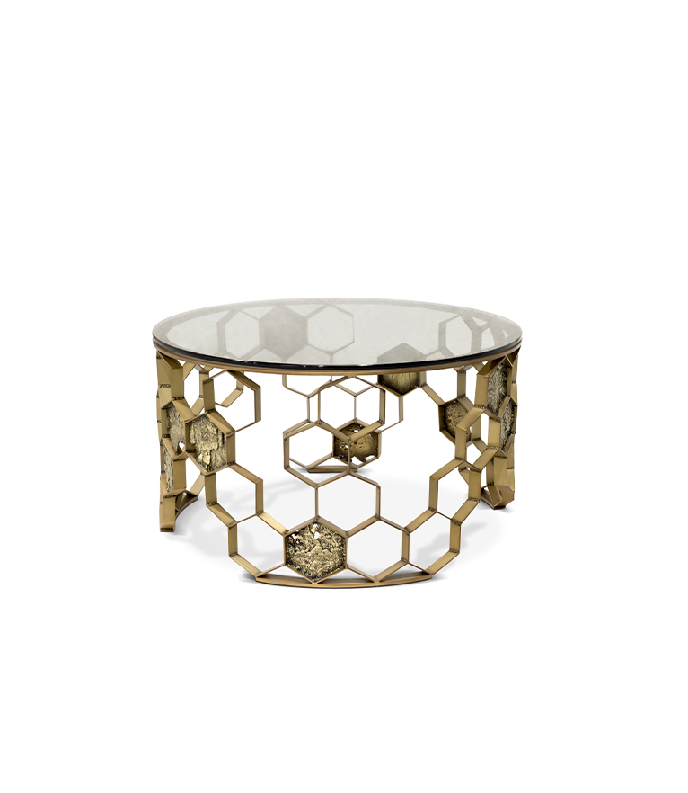 Manuka Coffee Table - In Mate Brass With Bronze Glass Top - Home'Society