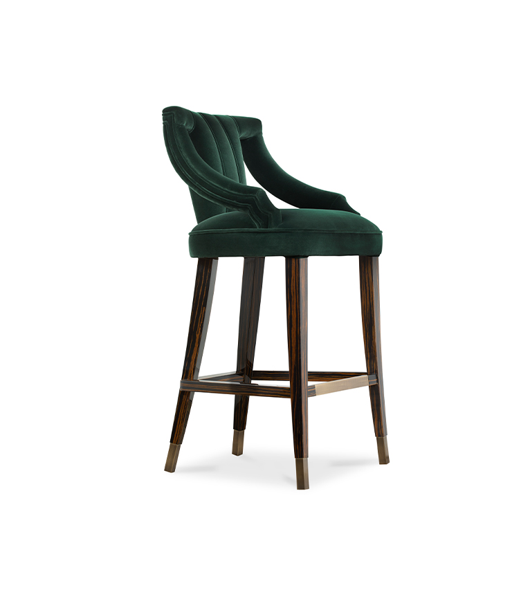 Cayo Bar Chair – High Back Bar Chair in Pine Grove Green Velvet - Home'Society