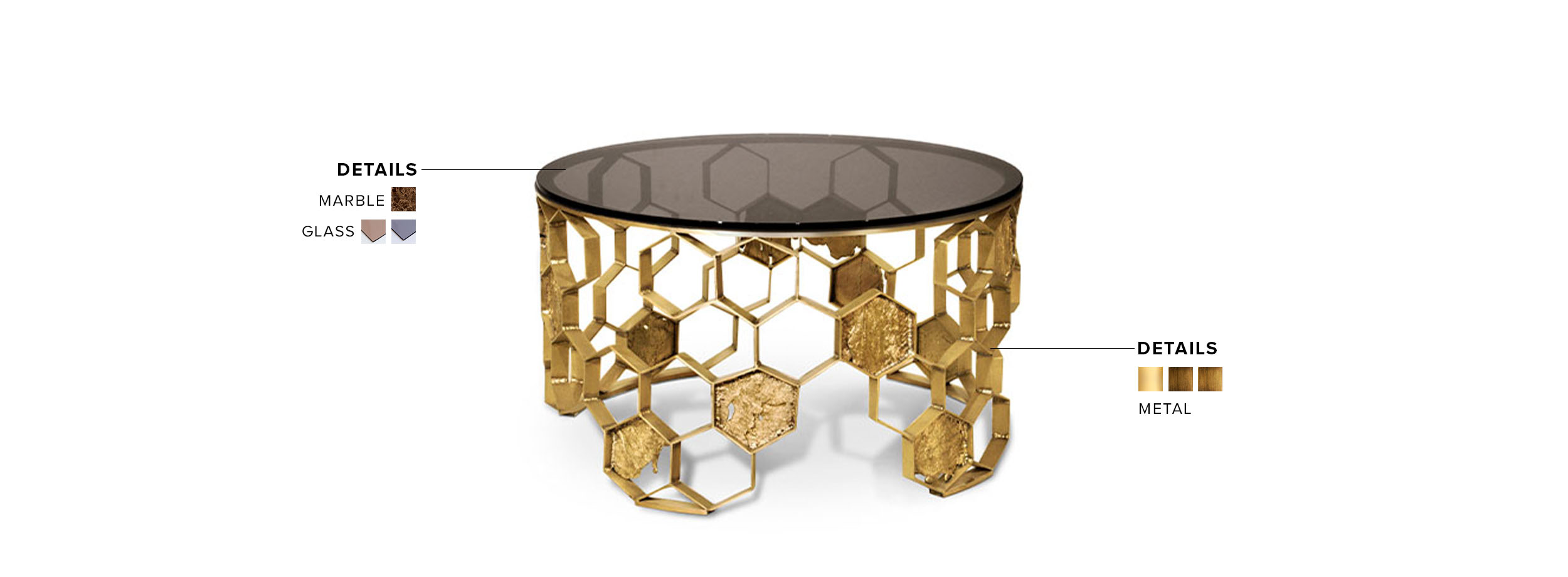 Manuka Coffee Table - In Mate Brass With Bronze Glass Top - Home'Society