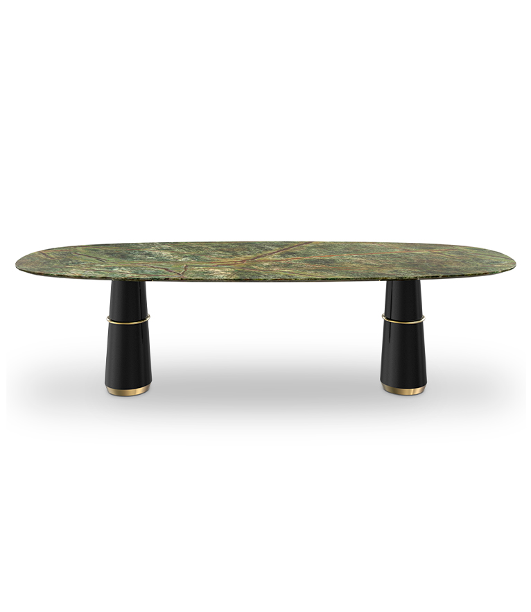 Agra III Dining Table - Brass Details Modern Contemporary - Home'Society