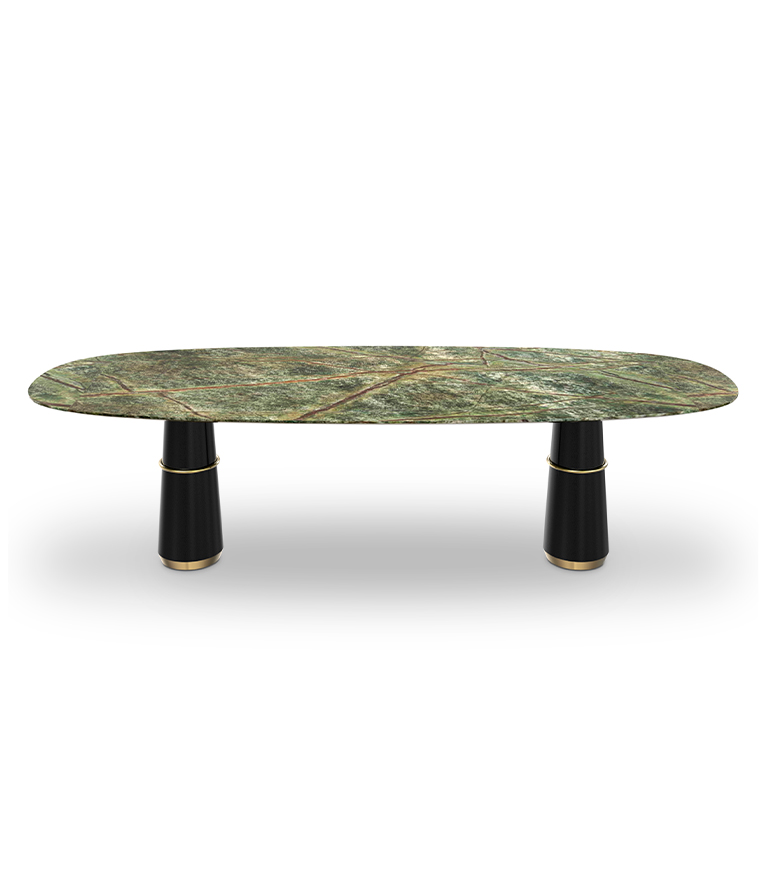 Agra III Dining Table - Brass Details Modern Contemporary - Home'Society