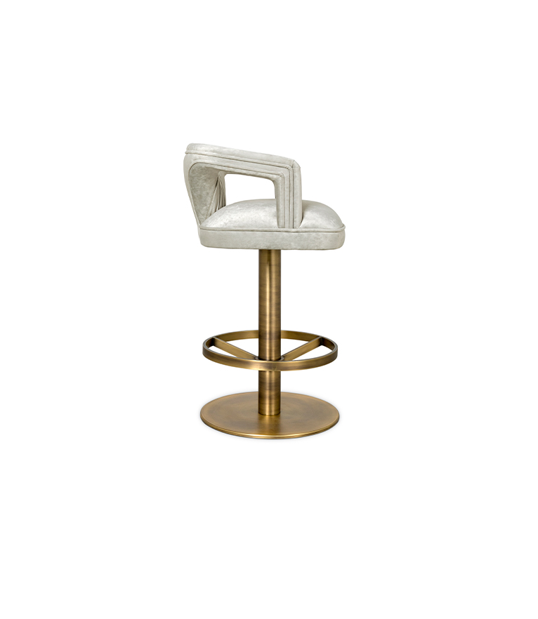 Karoo II Counter Stool - Velvet Upholstered with Brass Details Modern - Home'Society