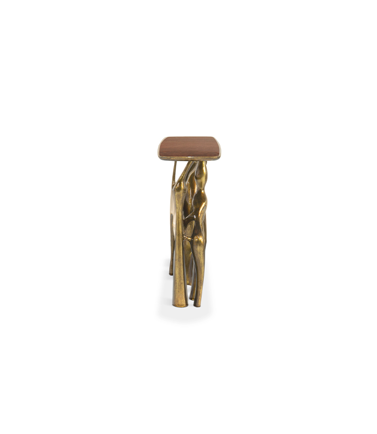 Bastei Console -  Gold Leaf with Glossy Wood Modern Design - Home'Society