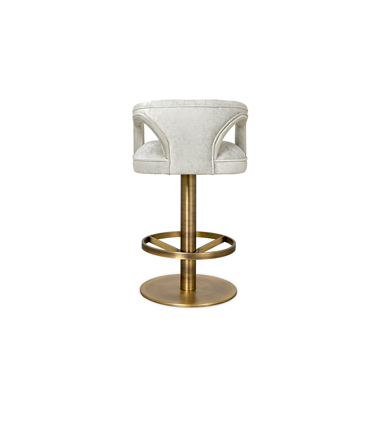 Karoo II Counter Stool - Velvet Upholstered with Brass Details Modern - Home'Society