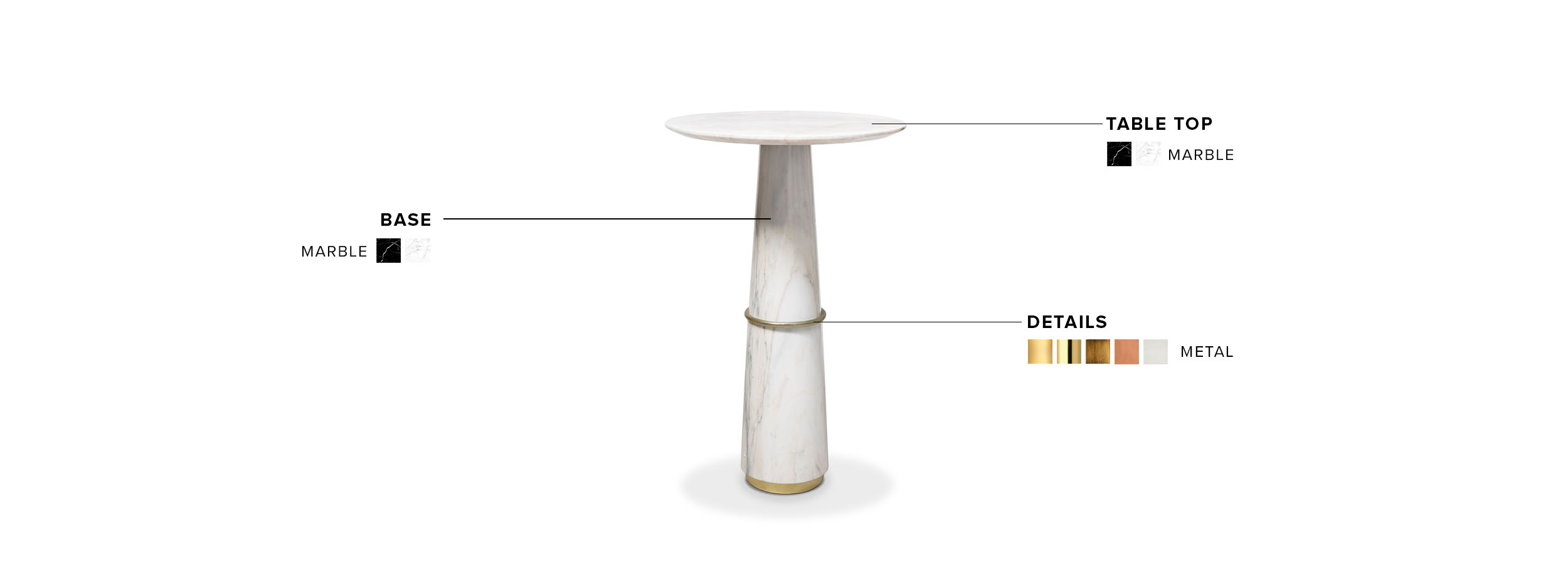 Agra Bar Table - Round Marble with Polished Gold Details Modern Design - Home'Society