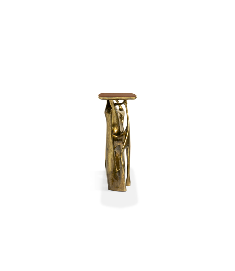 Bastei Console -  Gold Leaf with Glossy Wood Modern Design - Home'Society