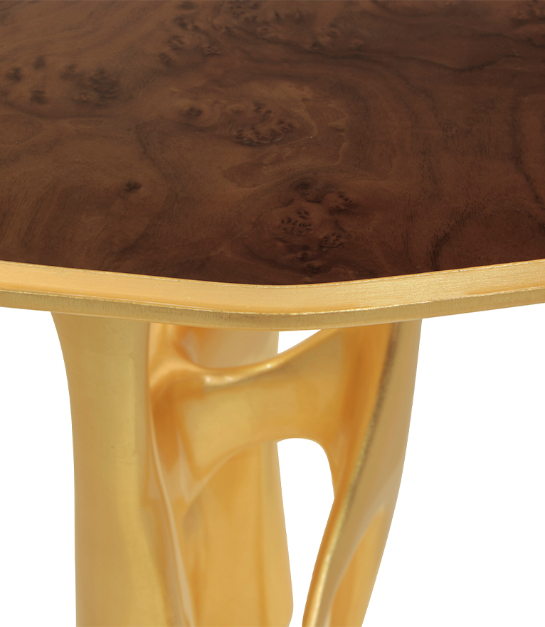 Bastei Console -  Gold Leaf with Glossy Wood Modern Design - Home'Society