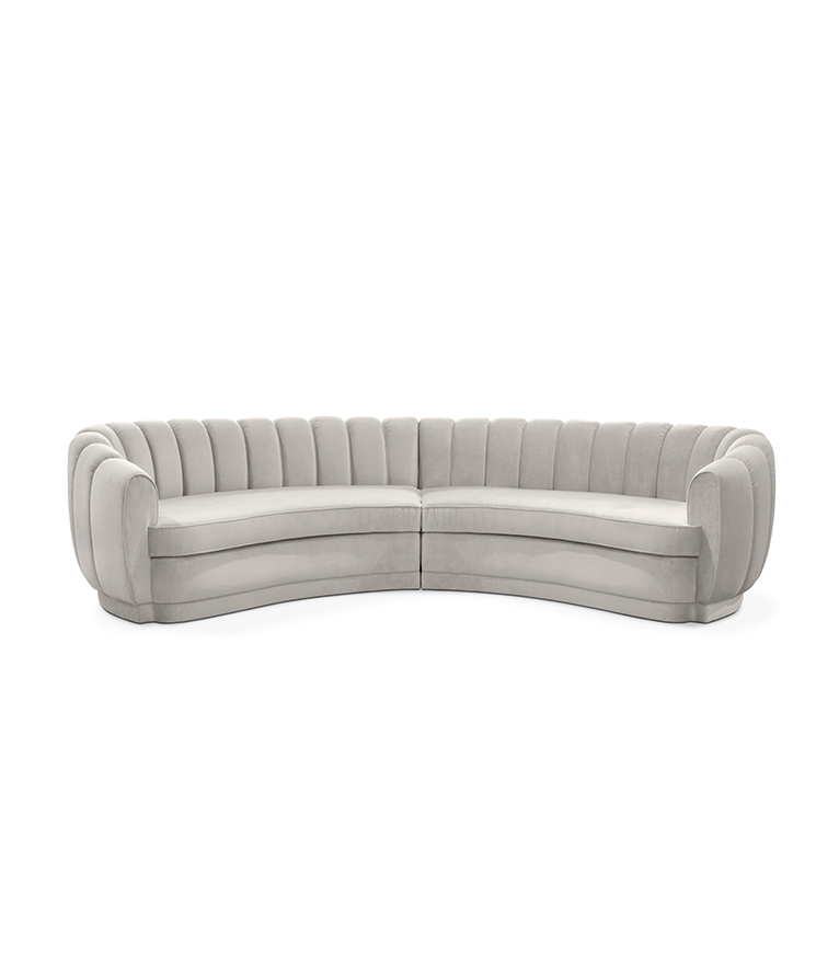 Pearl Round Two Sofa - With A Modern Design Fully Upholstered In Velvet - Home'Society