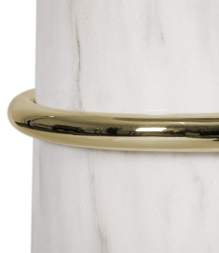 Agra Bar Table - Round Marble with Polished Gold Details Modern Design - Home'Society