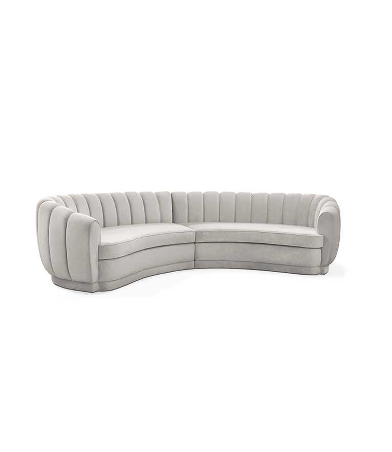 Pearl Round Two Sofa - With A Modern Design Fully Upholstered In Velvet - Home'Society