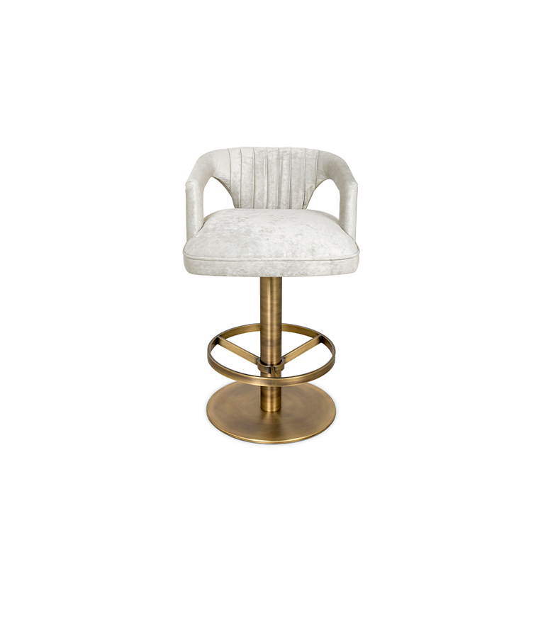 Karoo II Counter Stool - Velvet Upholstered with Brass Details Modern - Home'Society