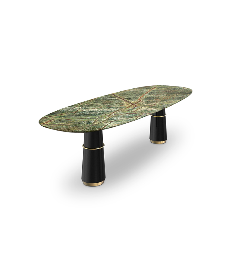Agra III Dining Table - Brass Details Modern Contemporary - Home'Society