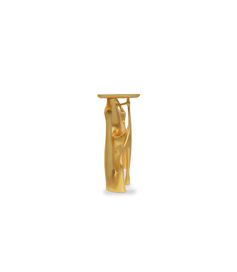 Bastei Console -  Gold Leaf with Glossy Wood Modern Design - Home'Society