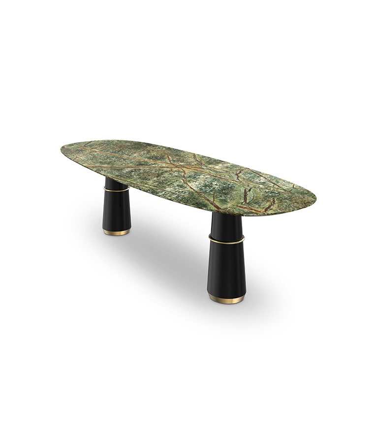 Agra III Dining Table - Brass Details Modern Contemporary - Home'Society
