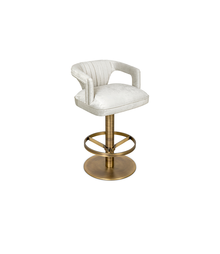 Karoo II Counter Stool - Velvet Upholstered with Brass Details Modern - Home'Society