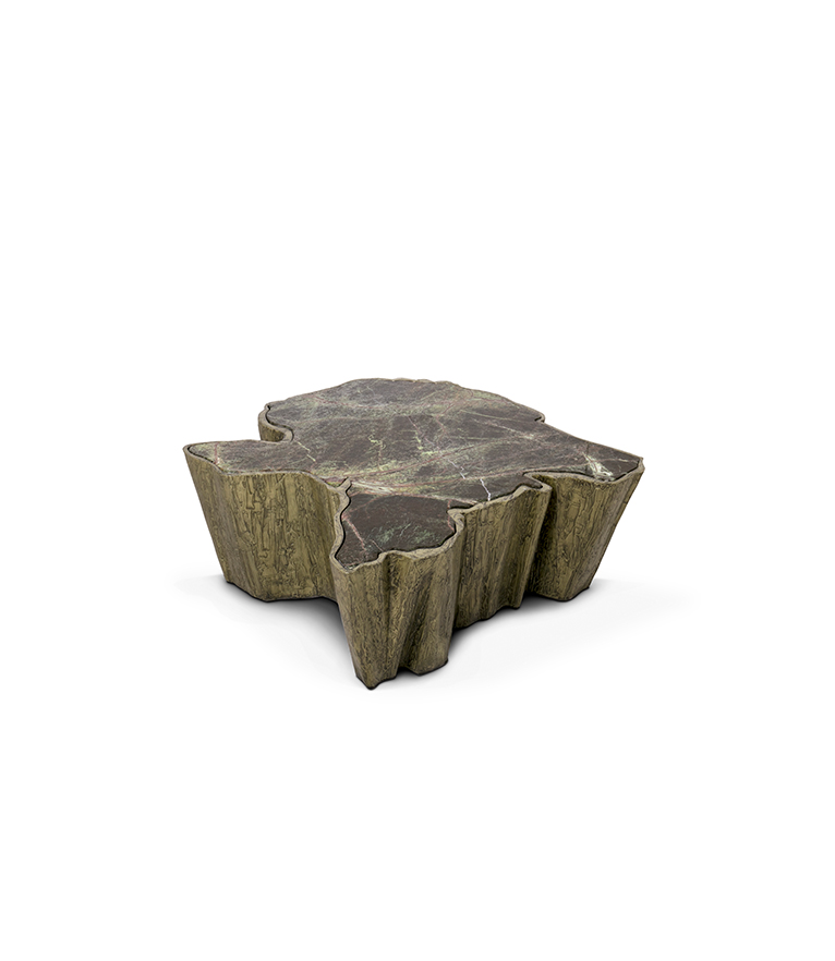 Sequoia II Coffee Table - with Forest Green Marble Tabletop and Metal Base - Home'Society