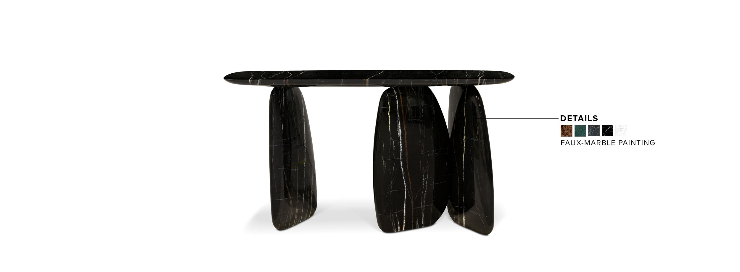 Ardara II Console - Black Faux-Marble Glossy Painting Modern Contemporary - Home'Society