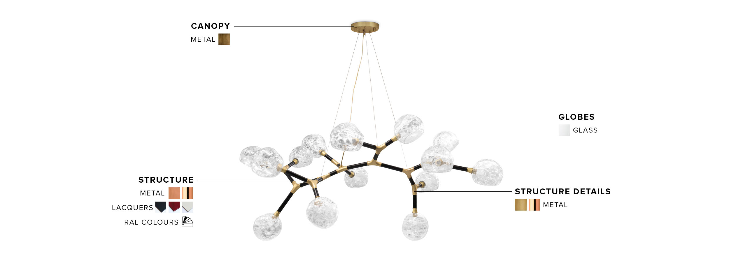 Horus Irregular Big Chandelier - In Lacquered Brass For A Modern Design - Home'Society
