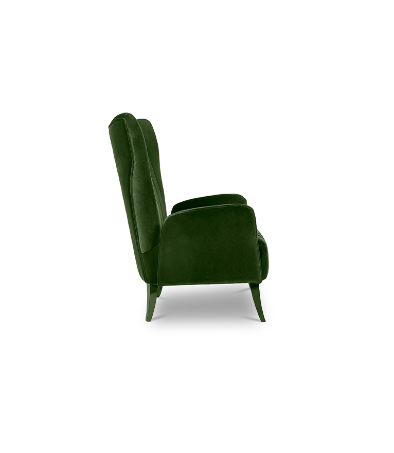Davis Armchair - High Back Winged Upholstered Velvet - Home'Society