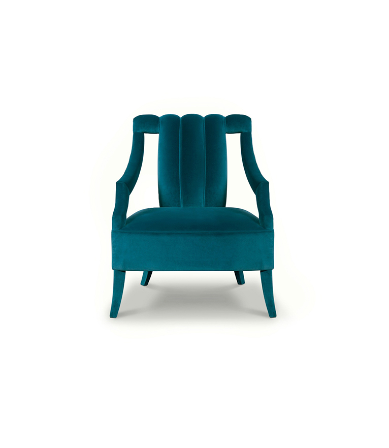 Cayo Armchair – Elegant Accent Chair in Blue Sapphire Cotton Velvet - Home'Society