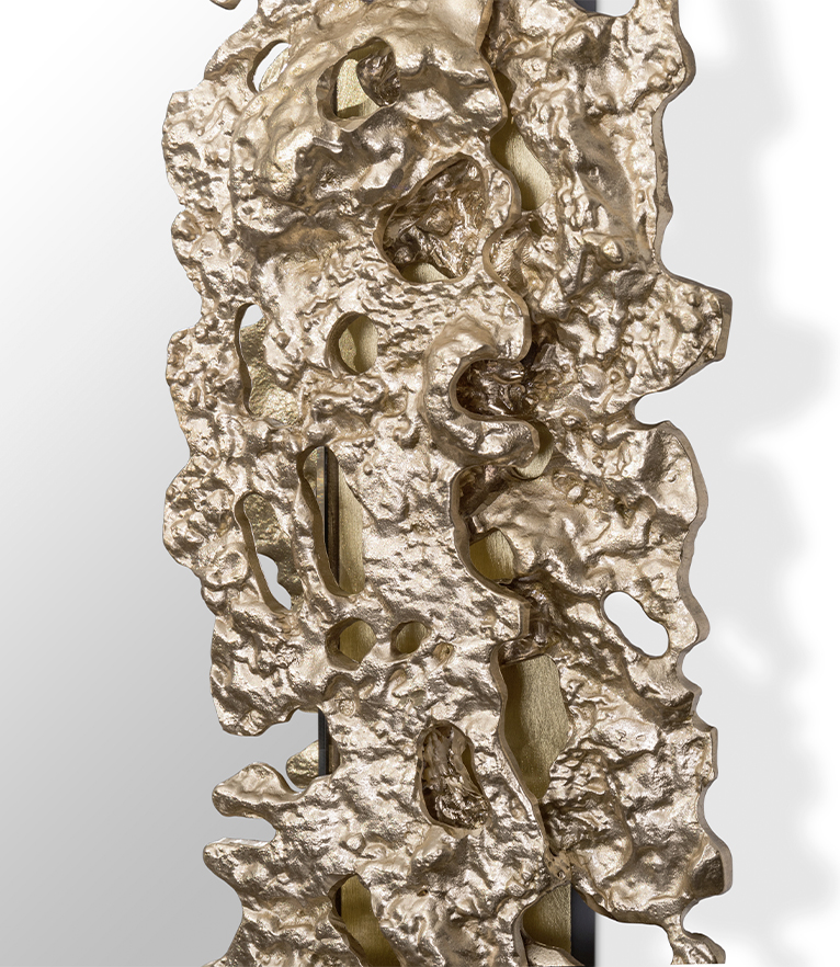 Cay Square Mirror - In Matte Casted Brass Nature Inspired Design - Home'Society