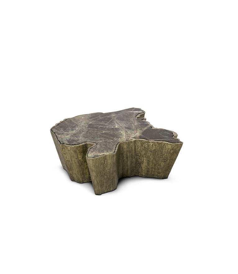 Sequoia II Coffee Table - with Forest Green Marble Tabletop and Metal Base - Home'Society