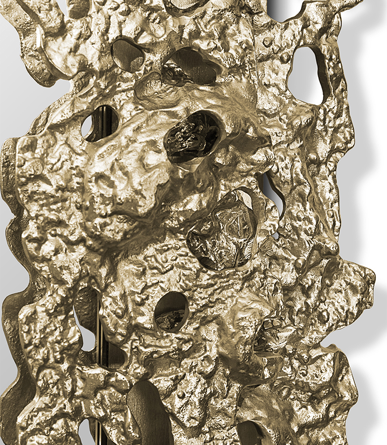 Cay Square Mirror - In Matte Casted Brass Nature Inspired Design - Home'Society