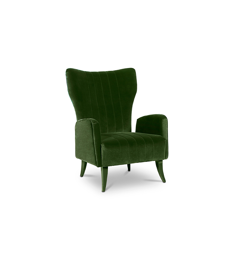 Davis Armchair - High Back Winged Upholstered Velvet - Home'Society