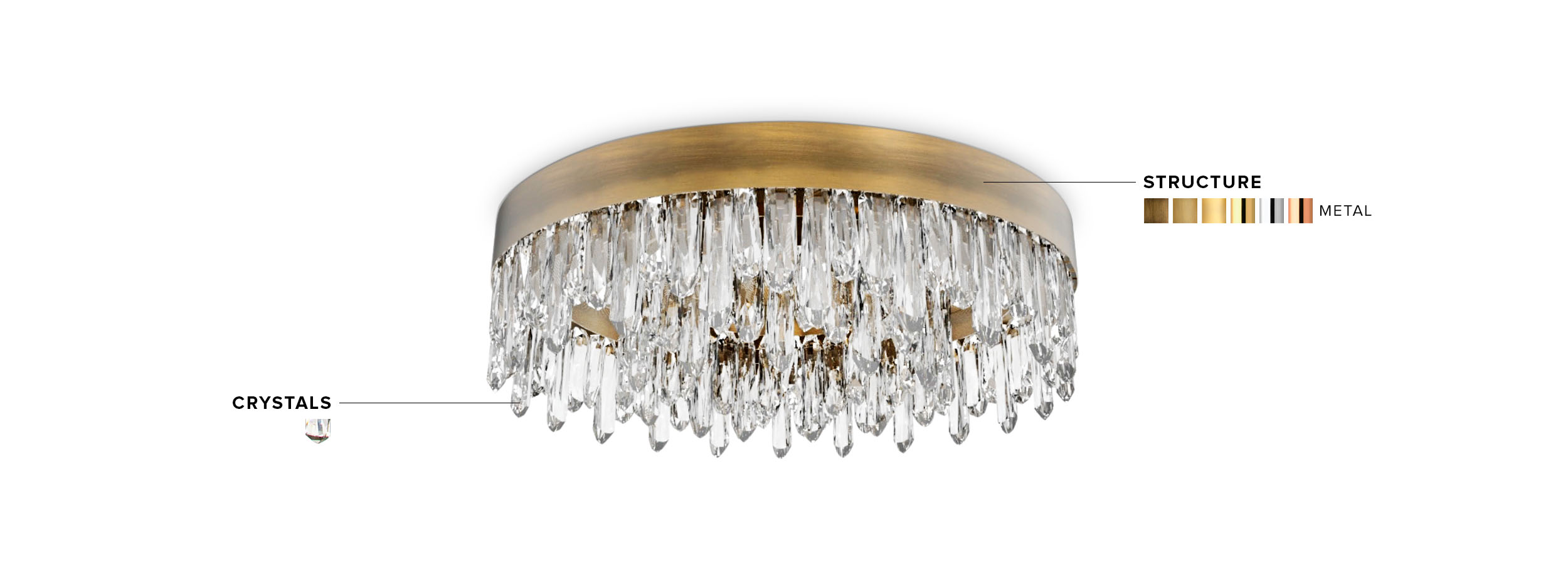 Naicca Ceiling Light - For A Interior Design Project Made In Glossy Aged Brass - Home'Society