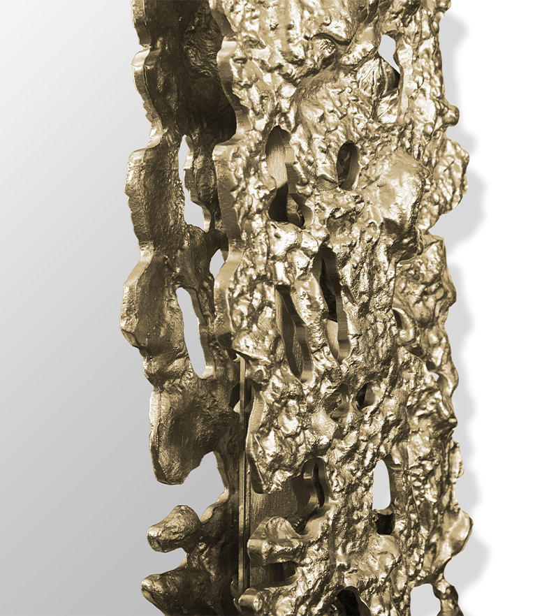Cay Square Mirror - In Matte Casted Brass Nature Inspired Design - Home'Society