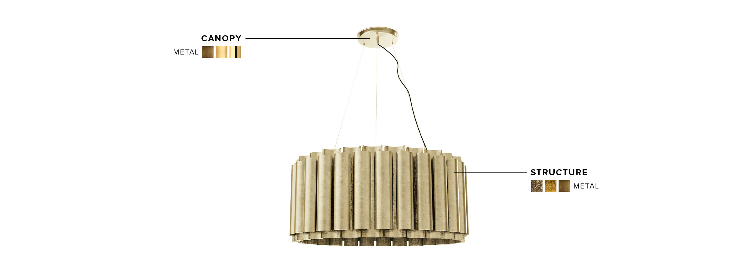 Aurum II Chandelier - in Hammered Gold - Home'Society